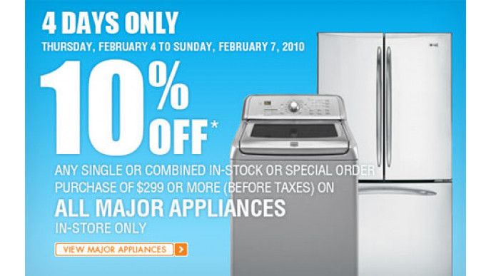 Home Depot 10% Off Appliances!