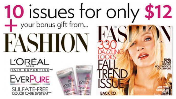 Fashion Magazine 1 Year Subscription For Only $12