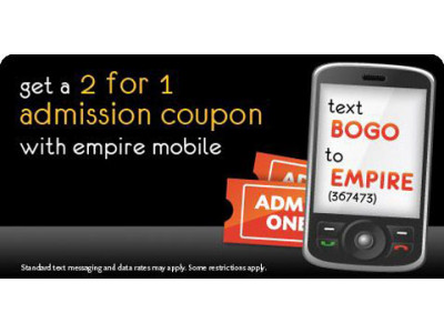 Empire Cinema Text BOGO Offer