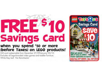 Toysrus.ca: Spend $50 On Lego, Get $10 Gift Card!