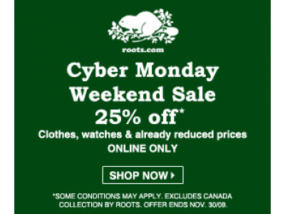 Roots Canada Black Friday Sale