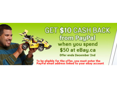 Ebay Canada: Free $10 Cashback On $50 Spend!