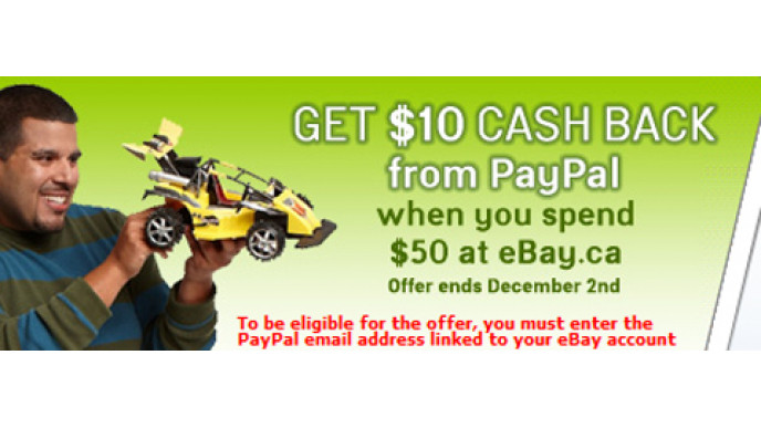 Ebay Canada: Free $10 Cashback On $50 Spend!