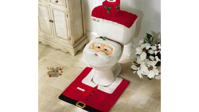Three Piece Christmas Santa Toilet Seat Cover and Rug Set Just $12 + Free Shipping @ Amazon Canada