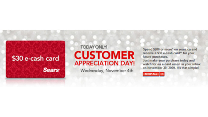 Sears Canada: Customer Appreciation Deal TODAY Only
