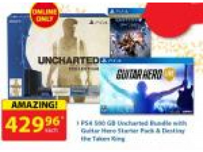 PS4 500GB Uncharted Bundle/ Guitar Hero starter pack/ Destiny The Taken King only $430 @ Walmart.ca Cyber Monday! 