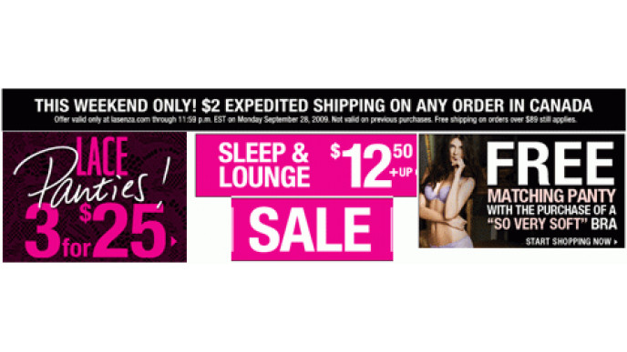 La Senza Canada: $2 Expedited Shipping This Weekend!