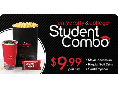 Empire Theatres Canada: Student Combo For Only $9.99! 