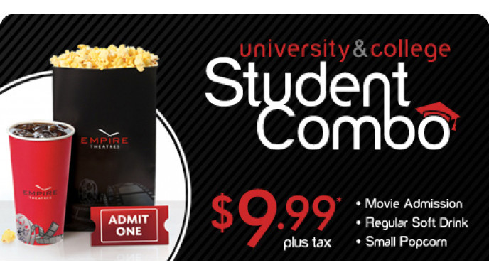 Empire Theatres Canada: Student Combo For Only $9.99! 