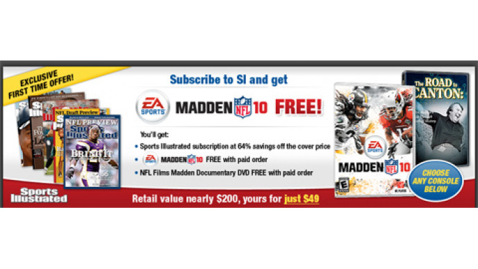 Sports Illustrated Subscription & Free Madden NFL 10! 