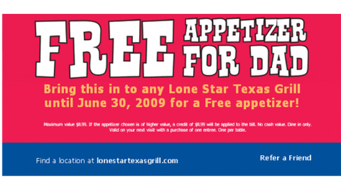Lone Star Texas Grill: Free Appetizer Coupon!
