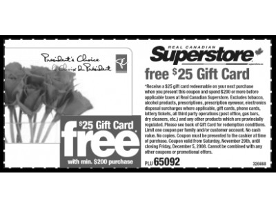 (Western) Real Canadian Superstore Printable Coupon: Free $25 Gift Card!! 