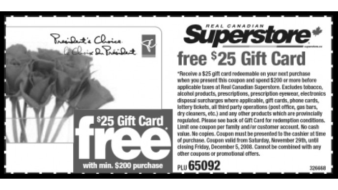 (Western) Real Canadian Superstore Printable Coupon: Free $25 Gift Card!! 