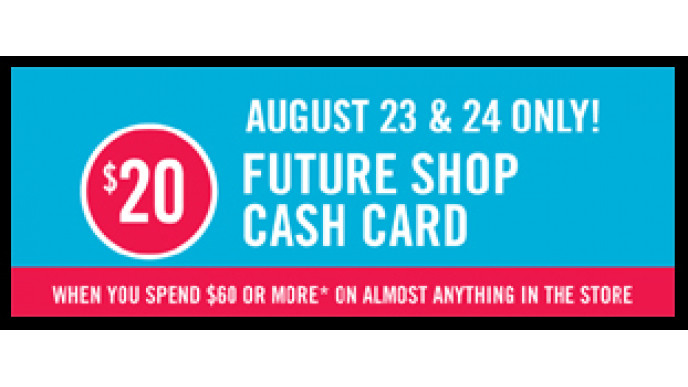 (Expired) In Store @ Shoppers Drug Mart (Aug 23 & 24 only) - Free $20 FutureShop Gift Cards with a $60 spend!