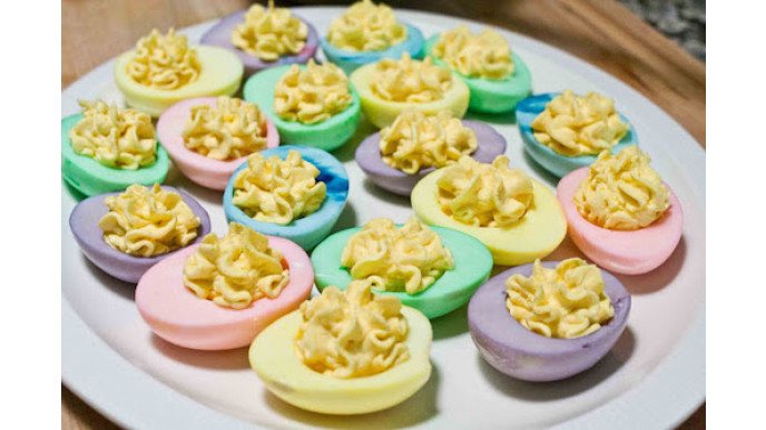 Look! Pastel Deviled Eggs for Easter!