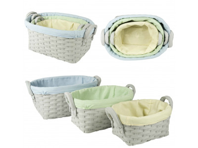 Set Of 3 Woven Baskets WIth Liner Now $24