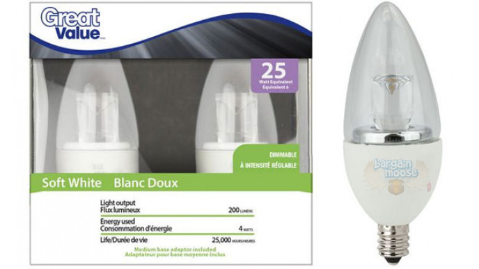 Walmart Canada: 56% Off Great Value LED Frosted Flame Tip Deco 2Pk - On Clearance $12