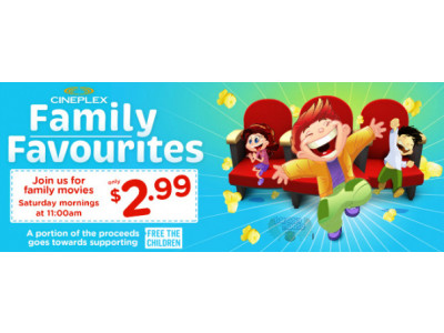 Cineplex Family Favourites $2.99 Movies for September
