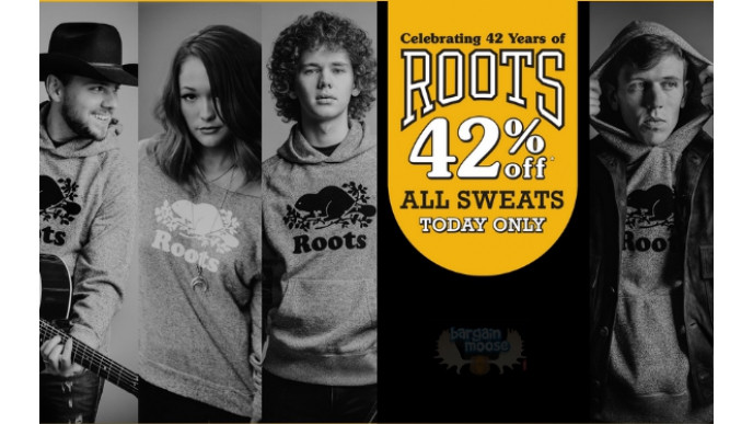 42% Off ALL Roots Canada Sweats @ Roots TODAY