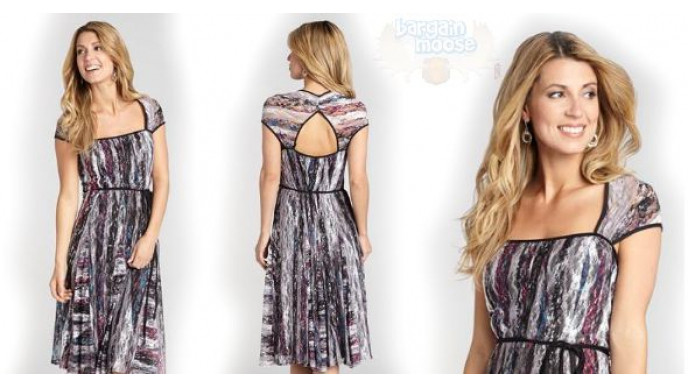 Abstract Print Contrast Trim Dress Was $175 | Now $60 + Stackable Coupon for $25 Off $125 + FS On $100 @ Laura.ca