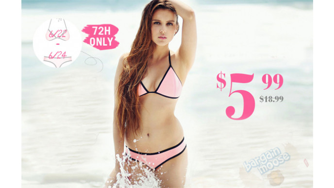 (Save 68%) Pink Halter Triangle Bikini Set only $5.99US & Free Shipping @ Lucluc.com!