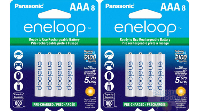Panasonic Eneloop 8xAAA Rechargeable Batteries: Only $20.99 @ Amazon.ca