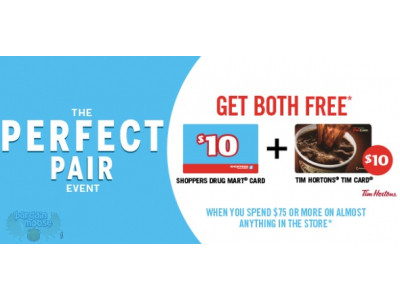Get Two Free $10 Gift Cards For Tim Hortons & Shoppers Drug Mart When You Spend $75 @ Shoppers Drug Mart Canada