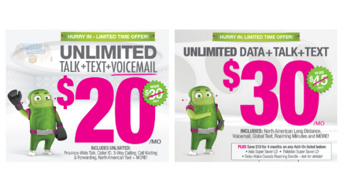 Mobilicity: $20 Unlimited Provice Wide or $30 Unlimited Canada Wide Plans