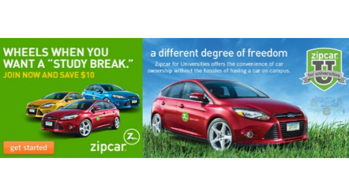 Zipcar: $10 Off Account For College Students
