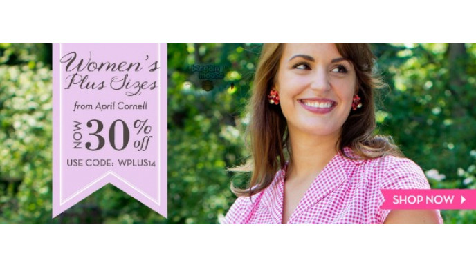 April Cornell Coupon: 30% Off Plus Size or Up to 50% Off Attic Sale