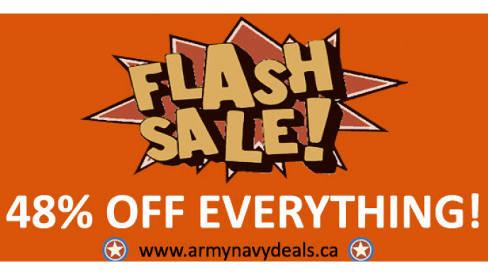 Armynavydeals.ca Coupon Code: Flash Sale, 48% Off Everything!