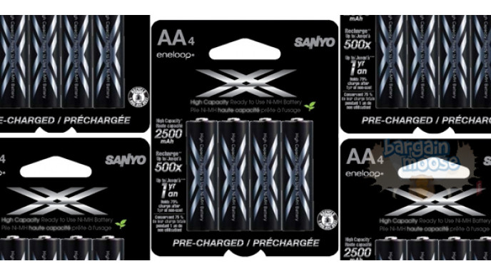 4 Pack Panasonic Eneloop XX Rechargeable Batteries only $14.99 & Free Shipping @ Dell.ca