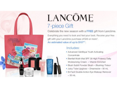 Sears Canada: Free 7 Piece Lancome Set with $45+ 