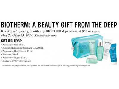 The Bay Canada: Free Biotherm Gift with $30+ Purchase