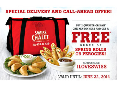 Swiss Chalet Canada Coupon: Free Perogies Or Spring Rolls With Order