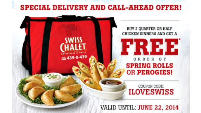 Swiss Chalet Canada Coupon: Free Perogies Or Spring Rolls With Order