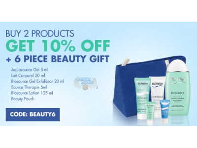 Biotherm Canada Coupon: Save 10% + Free 6 Piece Gift With 2 Items Purchased