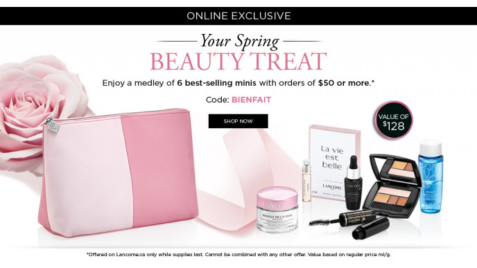 Free Spring Beauty Treat (Valued at $128) With $50 Purchase @ Lancome.ca