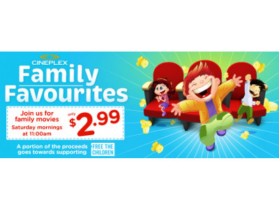 $3 Family Favourites Movies @ Cineplex