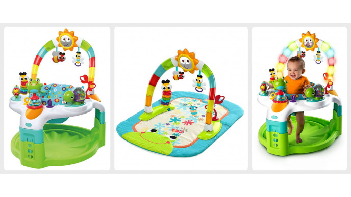 bright starts 2 in 1 laugh & lights activity gym and saucer