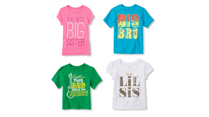 Celebrate Siblings With Graphic Tee's from $5.50 + Free Shipping @ The Children's Place