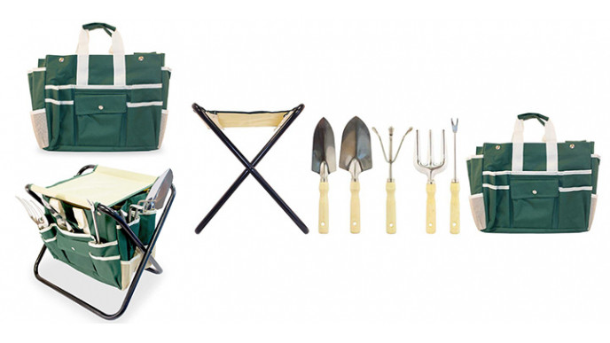 All-In-One Garden Folding Stool, Tool Bag and Five Tools for $50 @ Amazon.ca