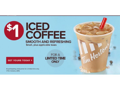 Small Iced Coffee For $1 @ Tims