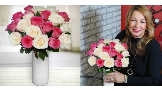20 Roses And Gorgeous Milk-Glass Vase for Mom, $60 @ Costco.ca