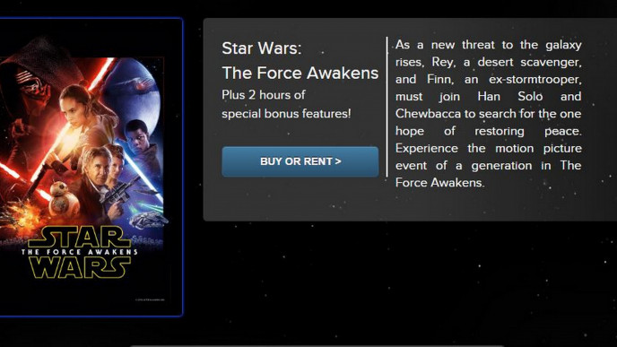 THE FORCE AWAKENS HD Digital Rental Only $6 @ The Cineplex Store