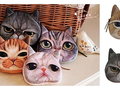 $5/Free Ship Cute Cat Face Zipper Coin Purse