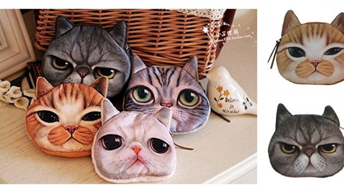Under $5/Free Ship - Cute Cat Face Zipper Coin Purse From Amazon.ca Marketplace