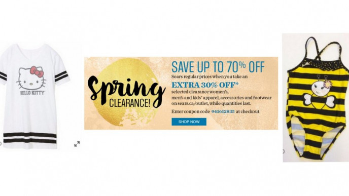 Clothes & Footwear Extra 30% Off In Outlet @ Sears.ca