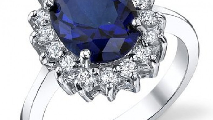 Solid Sterling Silver Blue Sapphire Ring (Like Kate Middleton's) Now $22 (88% Off) @ Amazon.ca