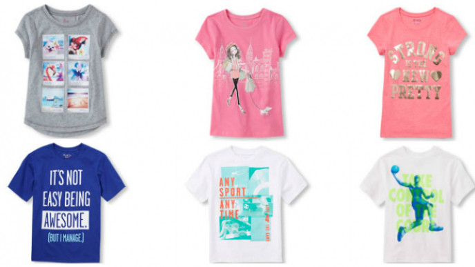 Kids' Graphic Tees from $3 with 50% off & Free Shipping @ The Children's Place